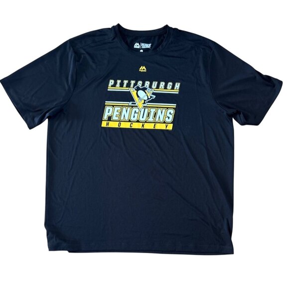 Pittsburgh Penguins NHL Majestic Cool Base Evolution Tee 2XL Black Polyester - Picture 1 of 6